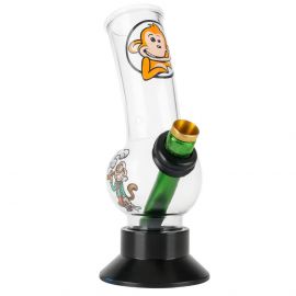 Extra Small Glass Bong with Rubber Base Smoking Monkey (15cm)