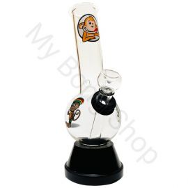 Small Glass Bong with Glass Stem and Cone Smoking Monkey