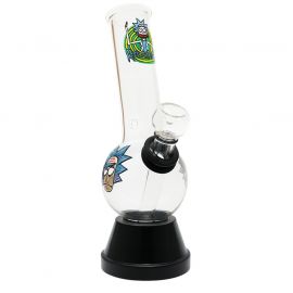 Small Glass Bong with Glass Stem and Cone Wacked Out Rick