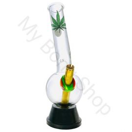 Medium Colourful Glass Bong Green Leaf 