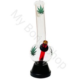 Medium Glass Bong Green Leaf 