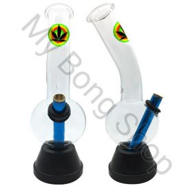 Medium Glass Bong Rainbow Leaf 