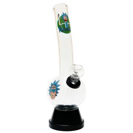 Medium Glass Bong with Glass Stem and Cone Wacked Out Rick