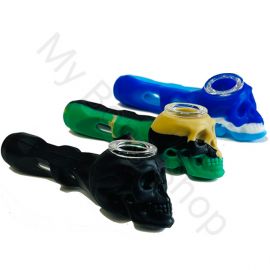 Skull Shape Silicone Smoking Pipe with Glass Cone Piece