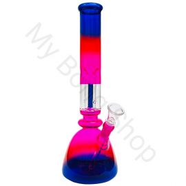 Three Colour Beaker Glass Bong with Percolator (30cm)