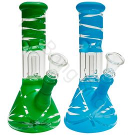 Streaked Beaker Glass Bong with Percolator (20cm)