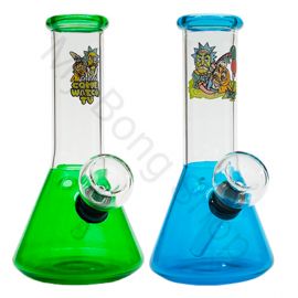 Small Colourful Beaker Glass Bong with Rick and Morty Designs