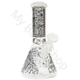 Glow in the Dark Small Beaker Glass Bong Hieroglyphs
