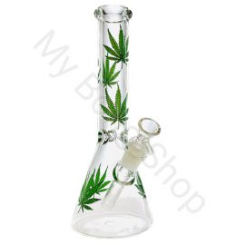 Green Leaf Beaker Glass Bong (26cm)