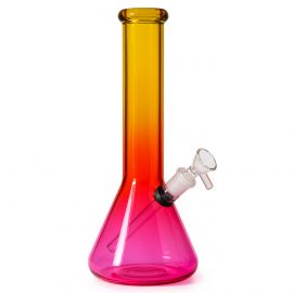 Large Yellow Red Pink Beaker Glass Bong