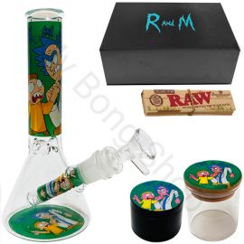 Rick and Morty Glass Beaker Bong and Grinder Gift Set Green