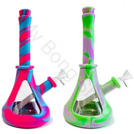 Colourful Silicone and Glass Beaker Bong (26cm)