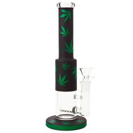 Leaf Design Straight Shooter Glass Bong with Percolator (32cm)