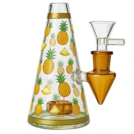 Cone Shape Glass Bong with Pineapple Design