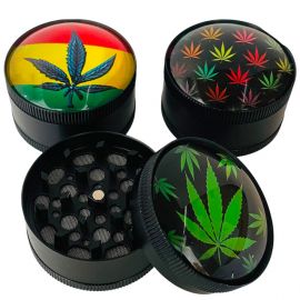 Metal Grinder with Glossy Leaf Designs
