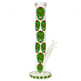 Green Skull Straight Shooter Glass Bong