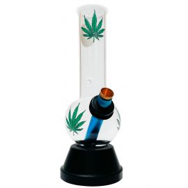 Small Glass Bong Green Leaf 