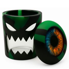 Large Glass and Silicone Storage Jar with Monster Face Design