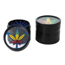 Metal Grinder with Rasta Leaf Design